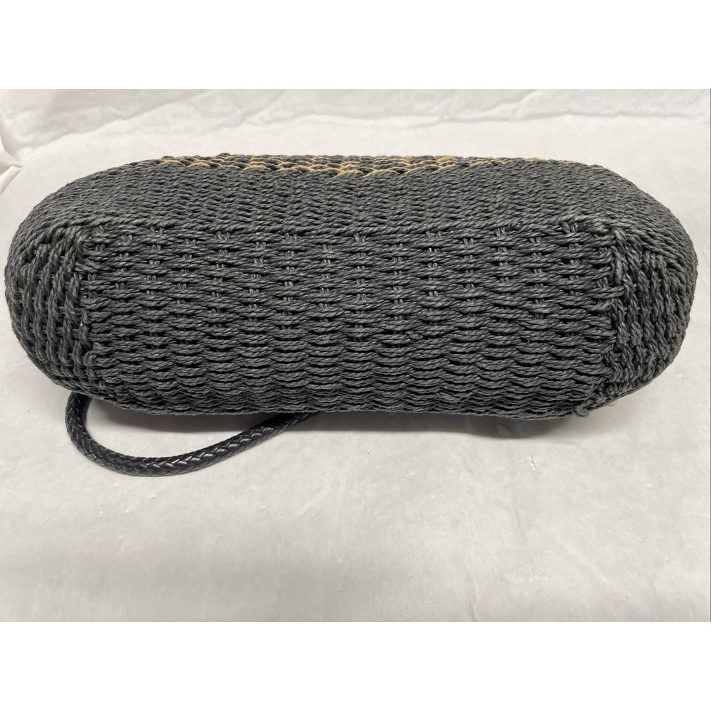 BRIGHTON Savannah Straw Tote Black & Beige Basket Weave Large Handbag Purse - Picture 3 of 8